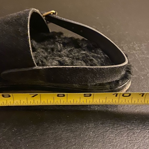 Saint Laurent black leather fur insole sandals sz 10 - Picture 13 of 13